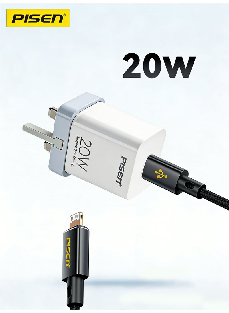 بايزن رأس شحن سريع PD 20 واط USB-C مع كابل Type-C إلى لايتنينج - Image 1